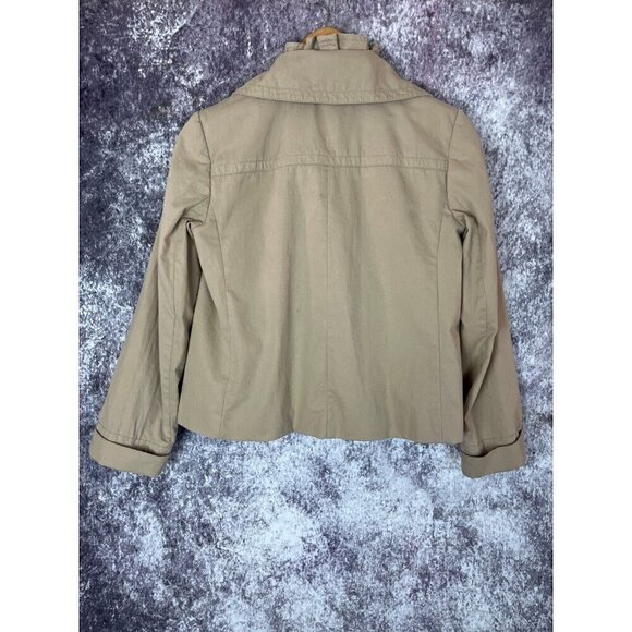 J. Crew Jacket Womens Sz 4 Khaki Pea Coat Double Breasted Cotton Stretch Preppy - Picture 8 of 12
